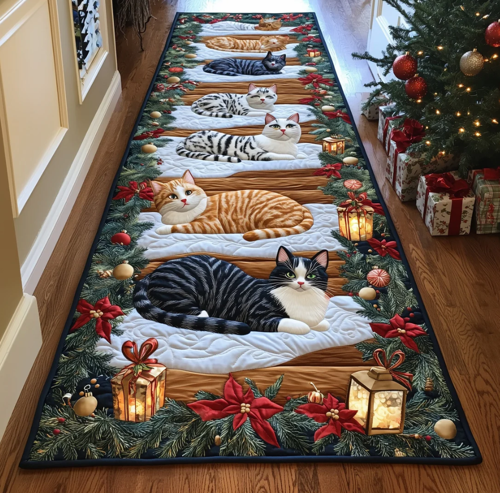 Immersive 3D Patterned Hallway Runner Rug with Animal & Nature Motifs Non-Slip Durable Polyester Floor Decor Mat