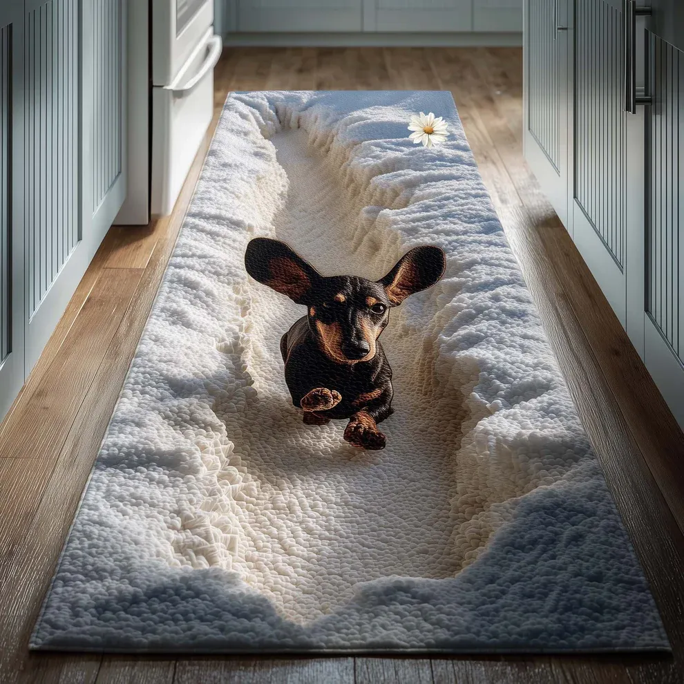 3D Festive Holiday Style Dog & Christmas Ornament Pattern Buddy Runner Rug with Cozy Pet-Friendly Decor | Dog