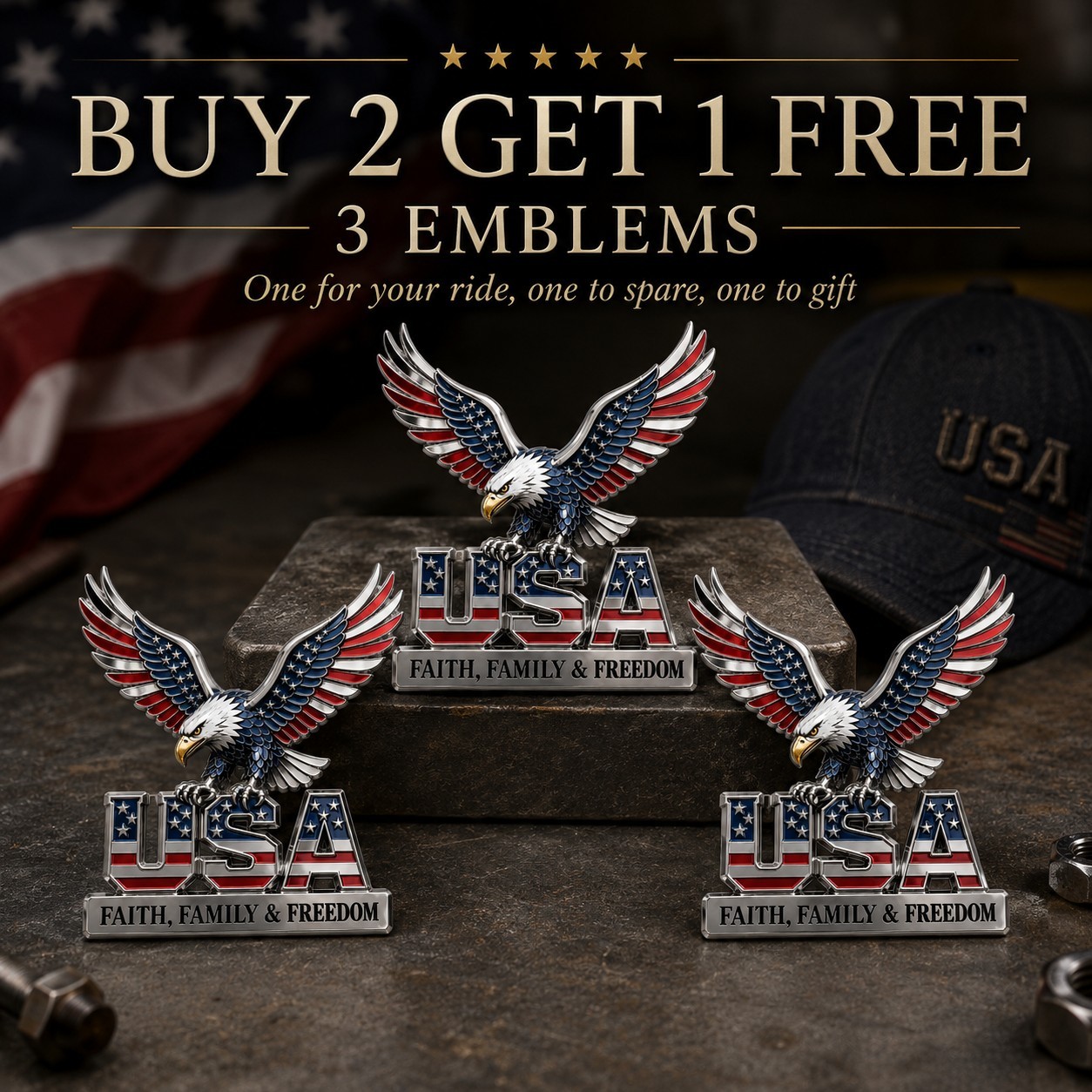 The best gift for patriots - ★American faith, family, and freedom★ metal badge