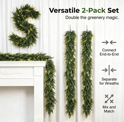 🎄💥BUY 1 GET 1 FREE (2 PCS) | Lifelike Winter Pine Greenery for Christmas Mantle, Table & Wall Decor