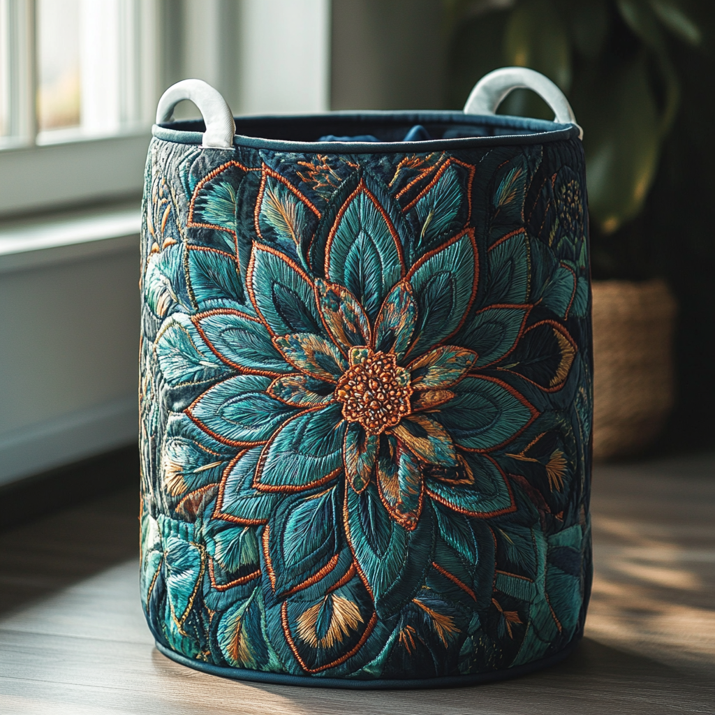 Mystic Petals Quilted Laundry Basket