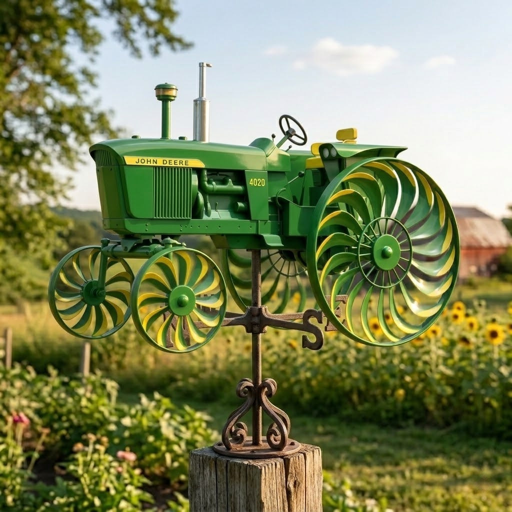 🔥Limitierte Edition🔥 Klassischer Garten-Traktor-Windspinner – rotierende Gartensteckdekoration für Rasen, Terrasse & Blumenbeete