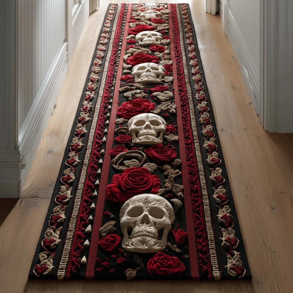 3D Fungus Skull Quilted Runner Rug  | Skull
