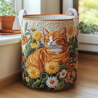 Mosaic|Cozy Cat Carnival Quilted Laundry Basket