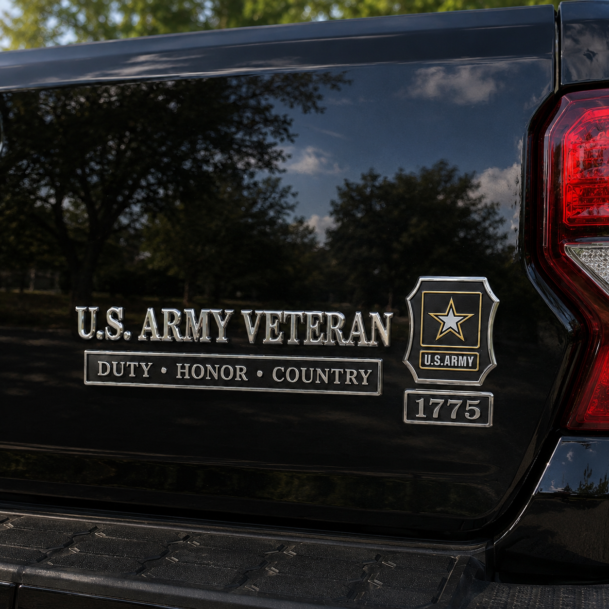 U.S. Army Veteran Duty Honor Country Car Emblem Metal Badge