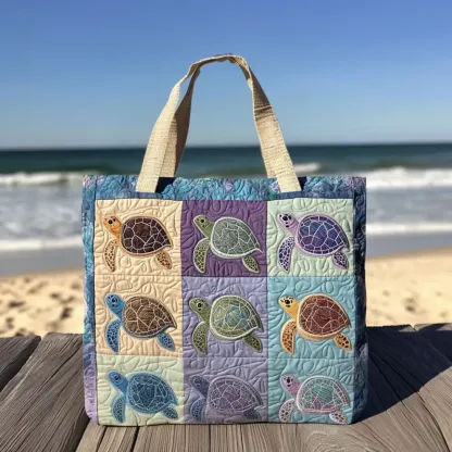 Tides of Serenity – Quilted Sea Turtle Tote Bag
