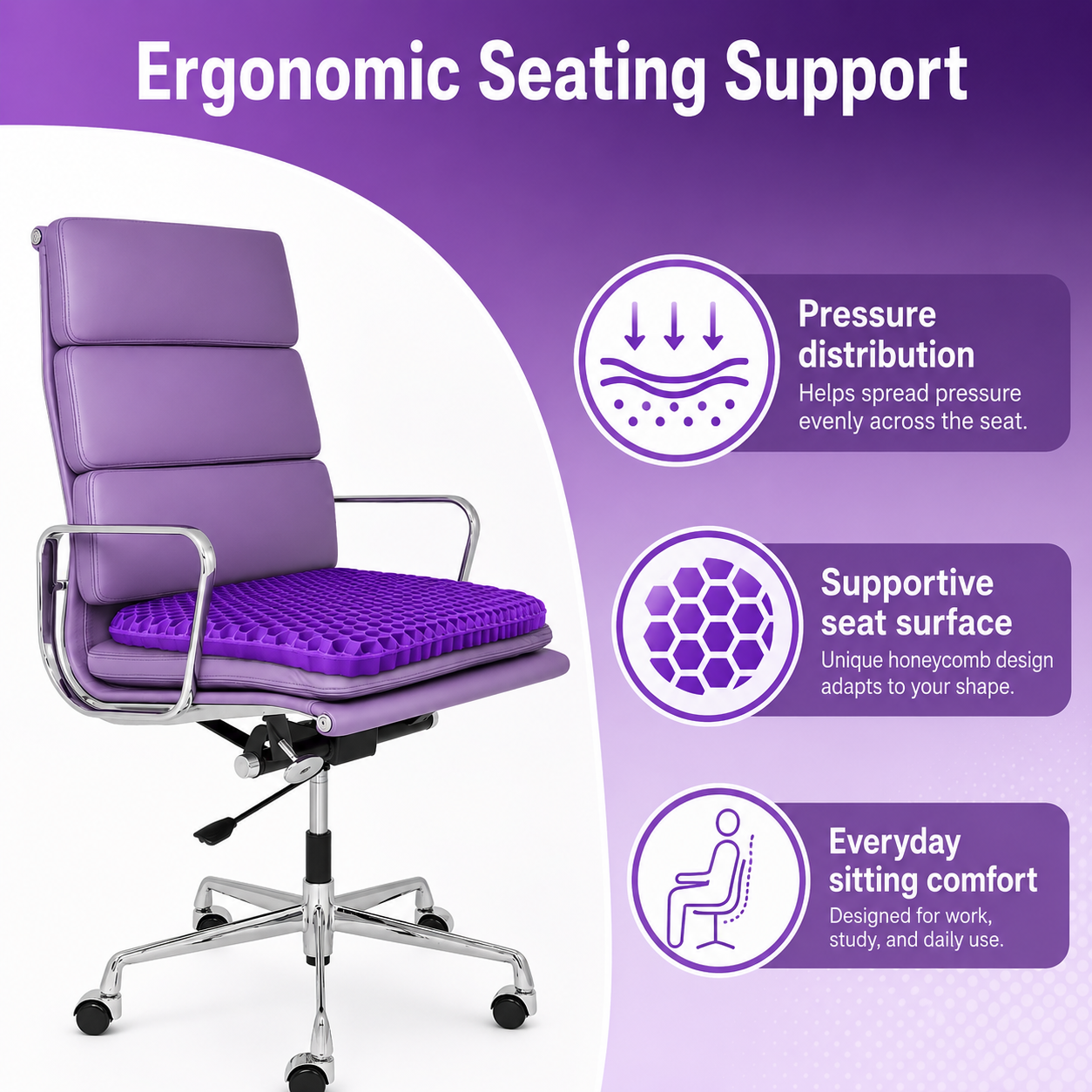 ✨ Ergonomic Silicone Seat Cushion – Relief You Can Feel