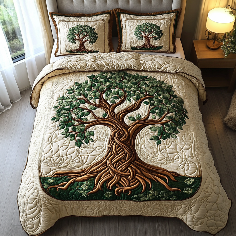 Tree Of Life 3-Piece Quilted Bedding Set