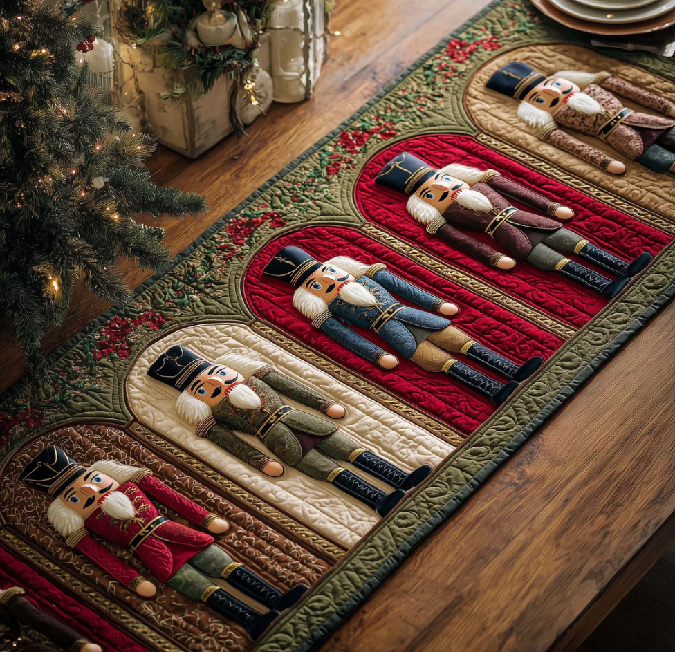 Nutcracker Parade Quilted Table Runner Vintage Doll Pattern Dining Table Flag for Home Decor | nutcracker