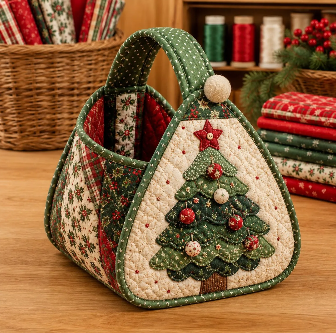 🎄 Christmas Character Quilted Carry Basket