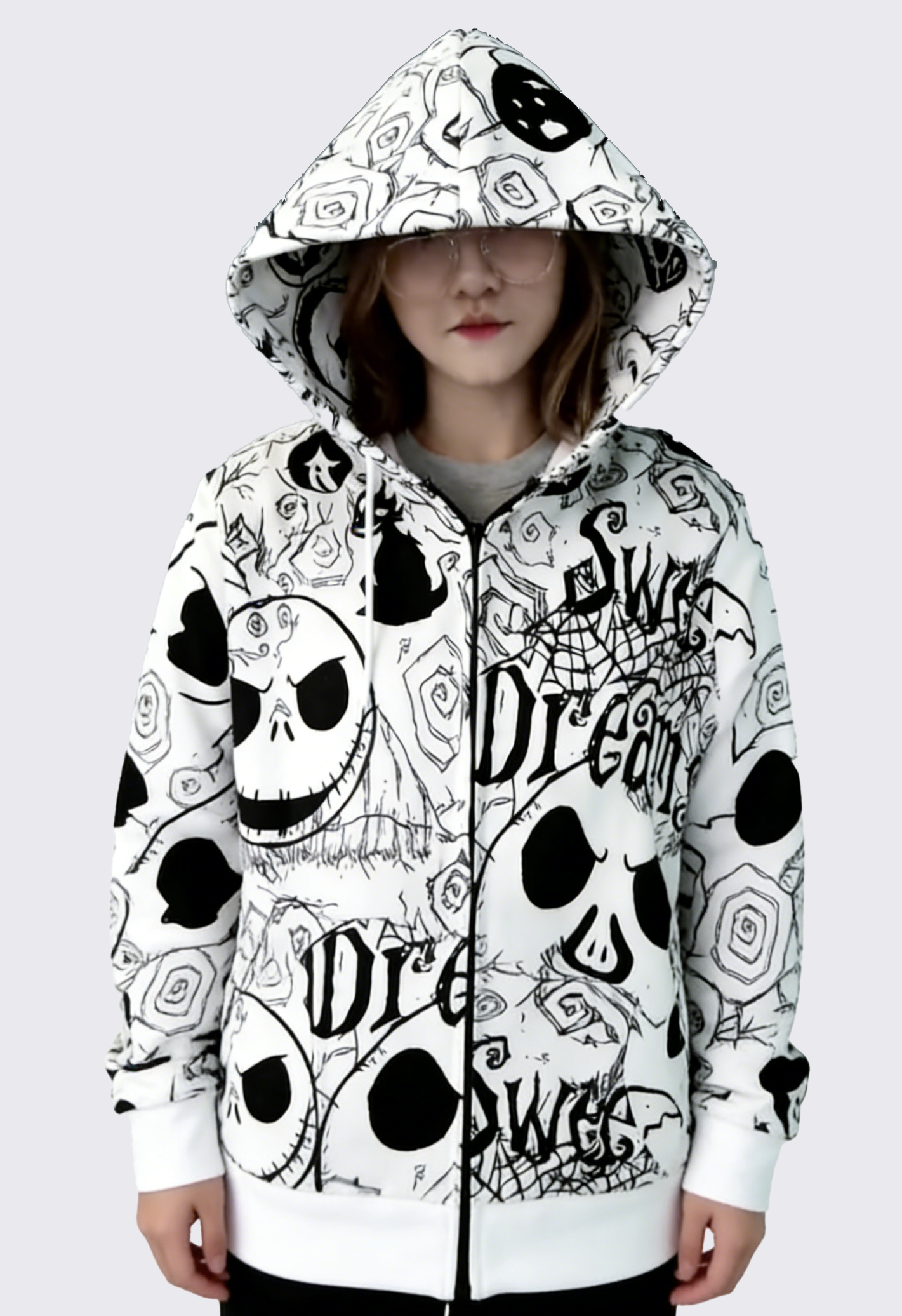The Nightmare Before Christmas Off-White All-Over Graffiti Hoodie