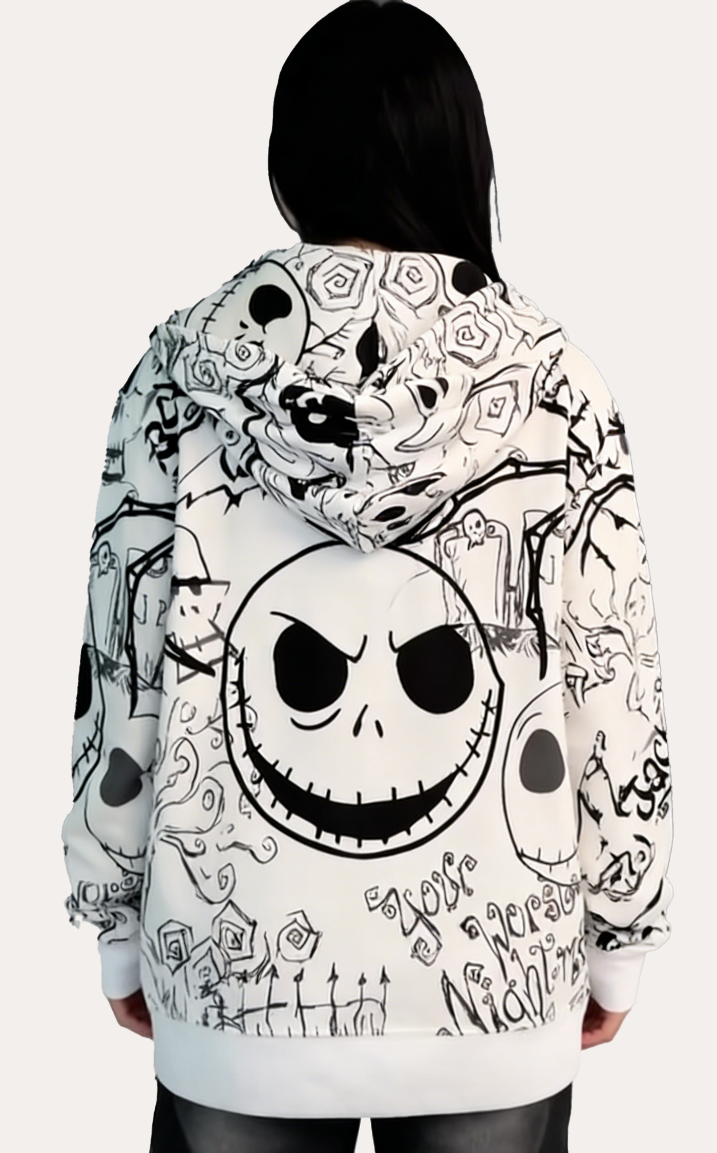 The Nightmare Before Christmas Off-White All-Over Graffiti Hoodie