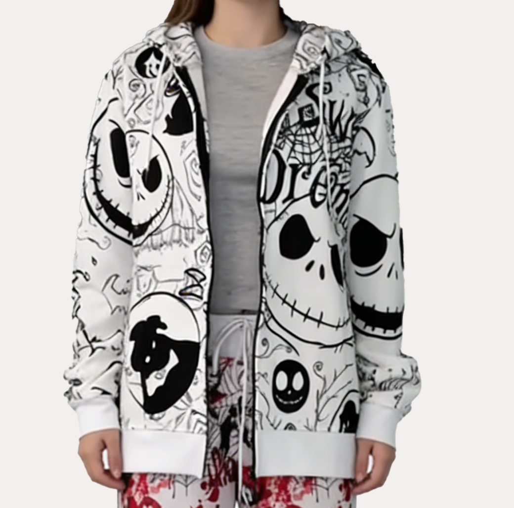 The Nightmare Before Christmas Off-White All-Over Graffiti Hoodie
