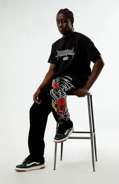 Stranger Things Black Hellfire Club Baggy Sweatpants