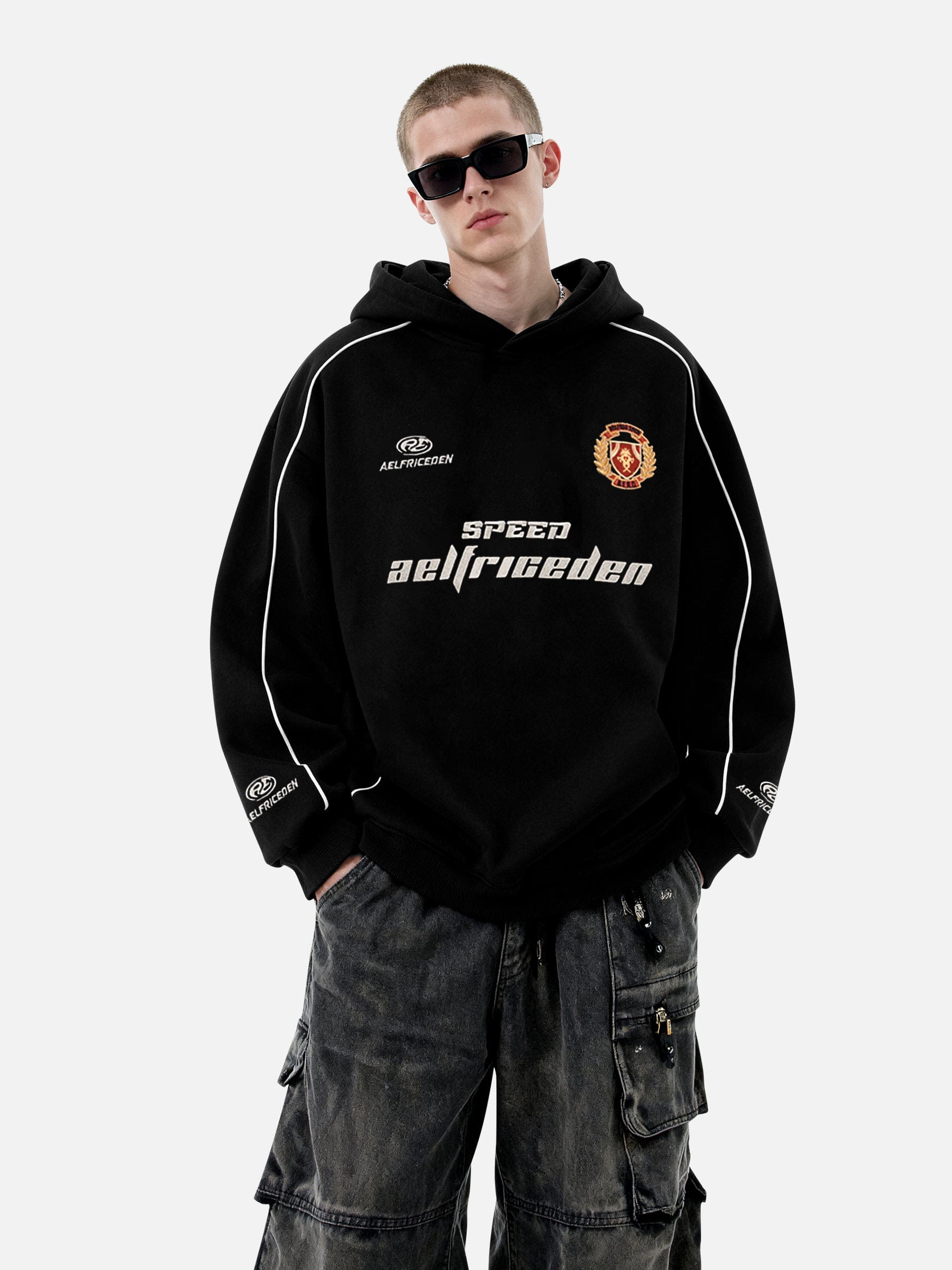 Oversized Applique 77 Pullover Hoodie