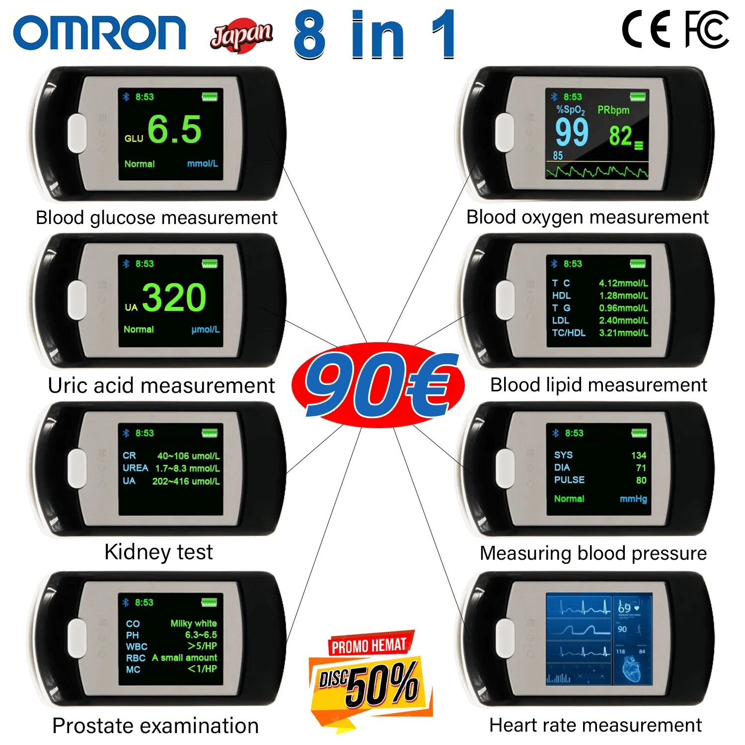 [Importiert aus Japan] Omrons neuestes nadelfreies, nicht-invasives Multifunktions-Blutzuckermessgerät