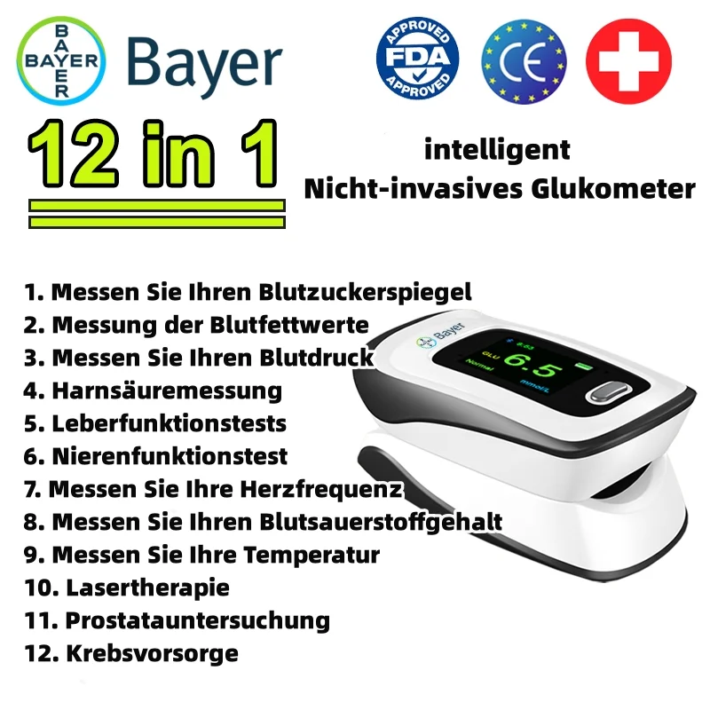 【12 in 1】Das neueste nicht-invasive intelligente Blutzuckermessgerät von Bayer
