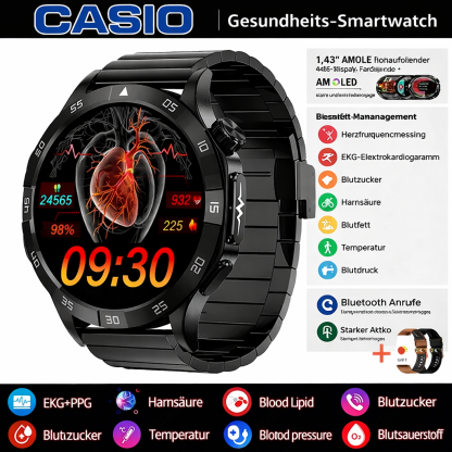 👉 CASIO AI – Intelligente medizinische Smartwatch 2026 ⌚️ EKG + PPG, Überwachung von Blutzucker, Fett und Harnsäure – Gesundheit und Stil in einem! 🏃‍♂️