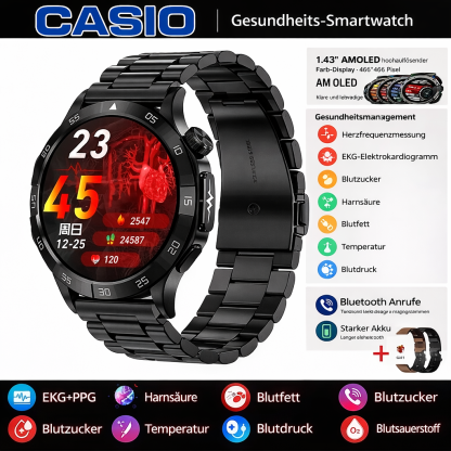 👉 CASIO AI – Intelligente medizinische Smartwatch 2026 ⌚️ EKG + PPG, Überwachung von Blutzucker, Fett und Harnsäure – Gesundheit und Stil in einem! 🏃‍♂️