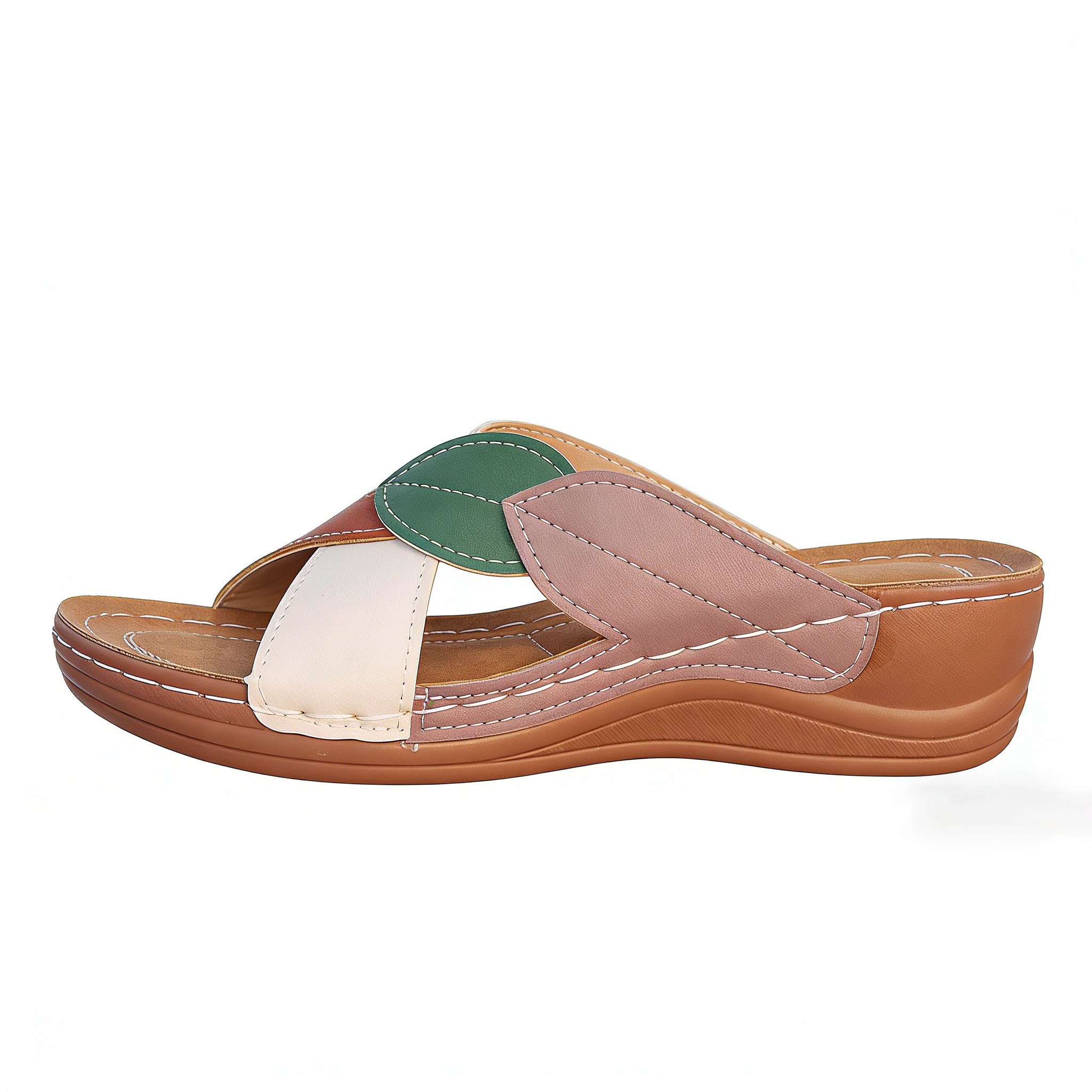 SuanlaTDS Wedge Sandals for Women Orthopedic Arch Support Dressy Summer 2025 Platform Comfortable Low Wedges Heels Crisscross Open Toe Outdoor Beach Slip-on Slide Sandal Slippers