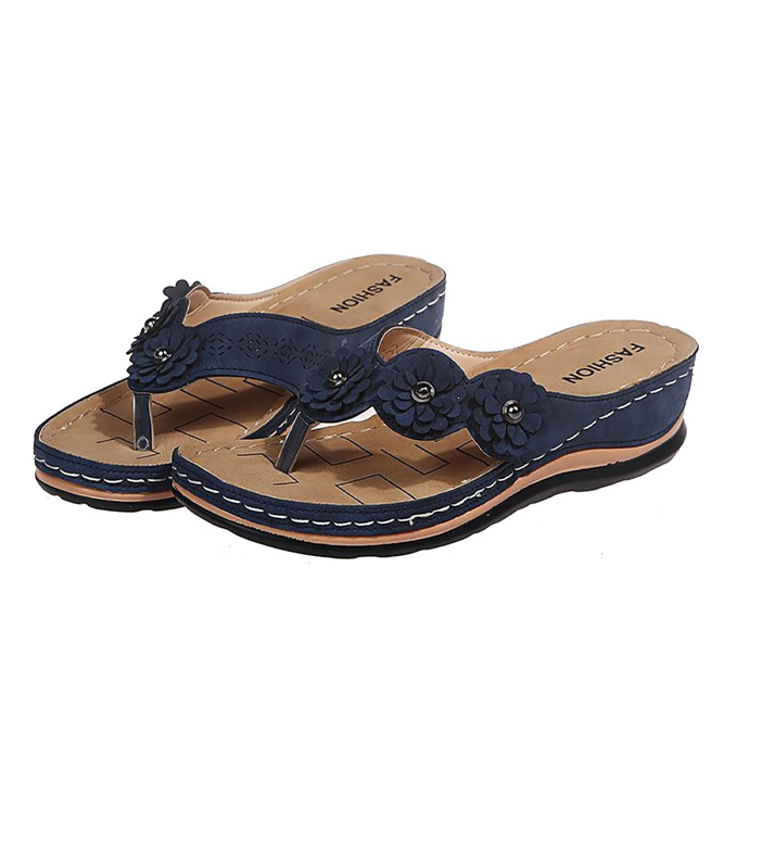 Women's Flowers Flip Flops Summer Sandals for Women Wedge Shoes Comfortable Casual Dressy Platform Sandal