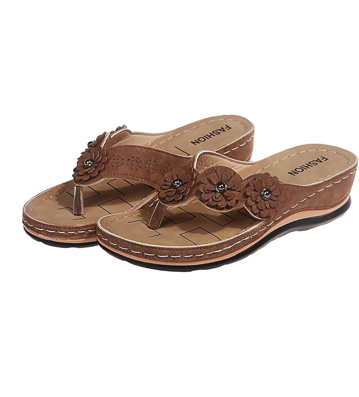 Women's Flowers Flip Flops Summer Sandals for Women Wedge Shoes Comfortable Casual Dressy Platform Sandal