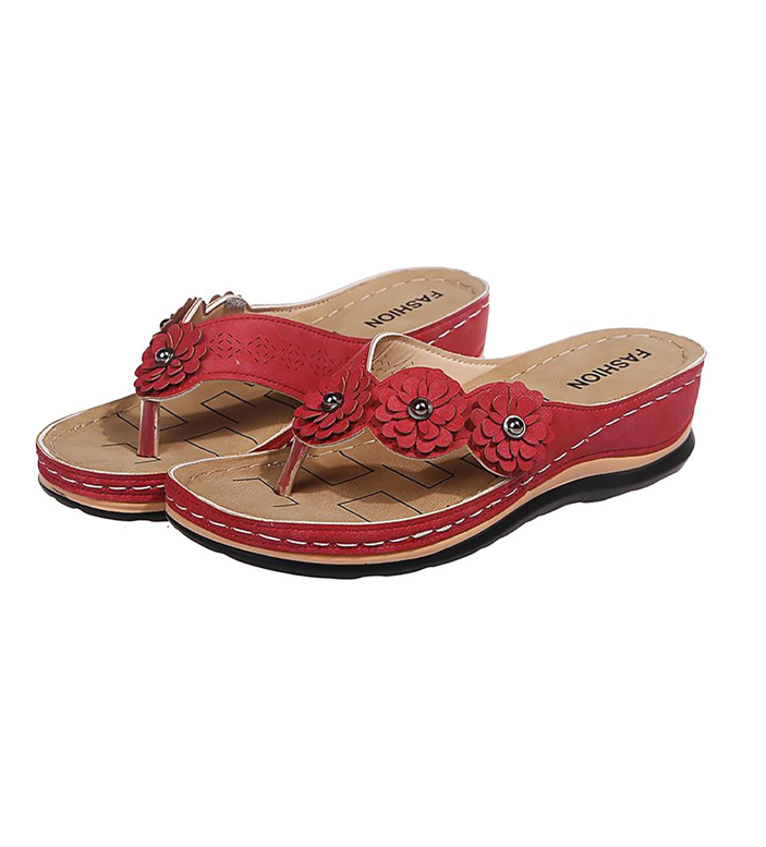 Women's Flowers Flip Flops Summer Sandals for Women Wedge Shoes Comfortable Casual Dressy Platform Sandal