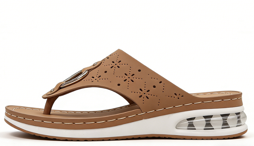 SuanlaTDS Orthopedic Flip Flops Sandals for Women Wedge Dressy Summer 2025 Hollow Out Thong T-Strap Platform Comfortable Foot Arch Support Casual Outdoor Walking Low Heel Wedge Slippers 