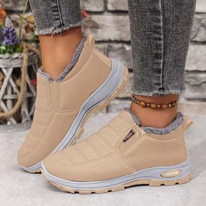 Women's Warm Sheepskin-Lined Boots Ladies Winter Ankle Slip on Short