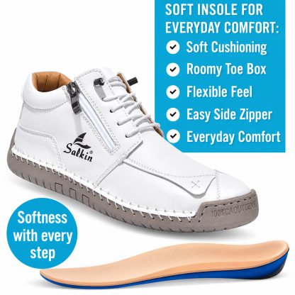 Women’s Orthopedic Casual Leather Boots – Wide Toe Box, Arch Support, Waterproof Design, and Pressure Relief for Everyday Wear and Travel