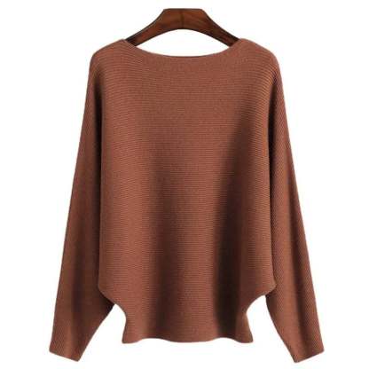 🔥Women's Boat Neck Bat Sleeve Knitted Sweater🔥