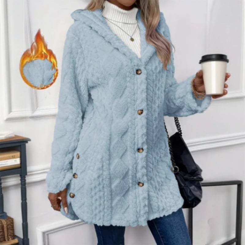 Women's Fall Winter Warm Fashion  Hooded Cardigan Long Sleeve Coat, Stylish Outerwear for Casual Daily Wear & School Activities