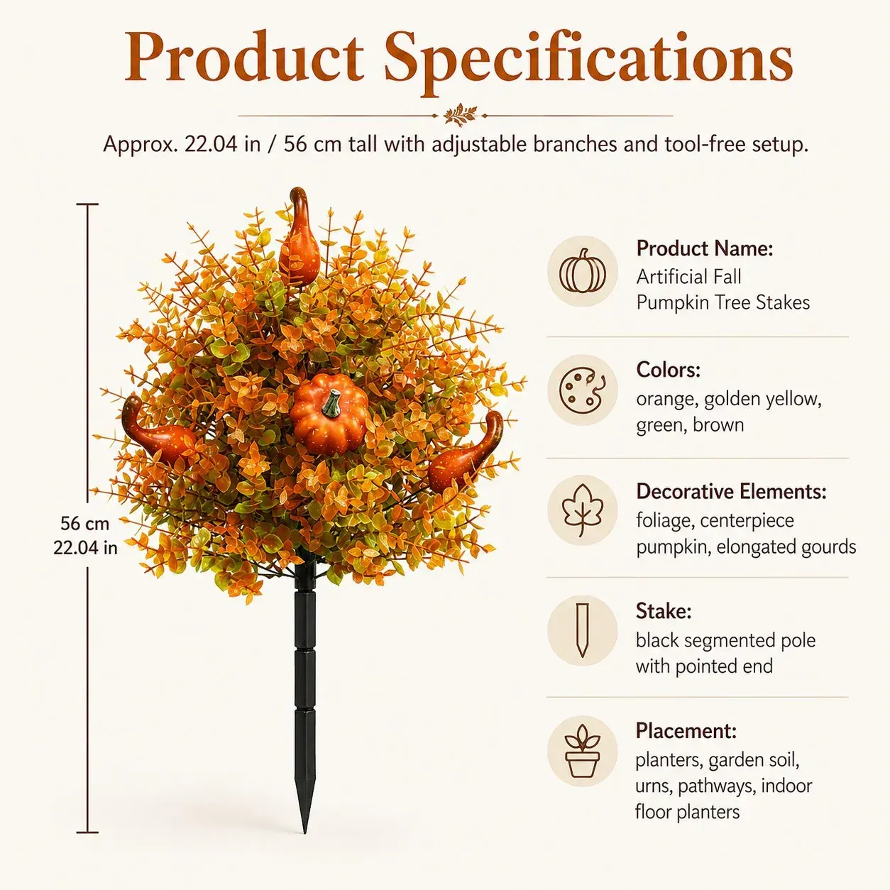 🔥  Artificial Fall Pumpkin Tree Stakes🍂