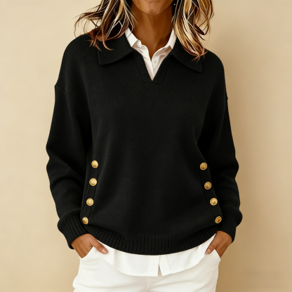 🔥【CLEARANCE SALE】Women's Comfortable Metal Buckle Pullover Knit Sweater