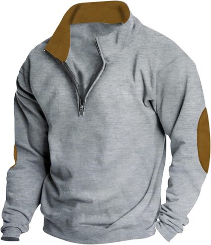  Men's Zip Up Stand-Up Collar collar long sleeve corduroy colorblock sweatshirt