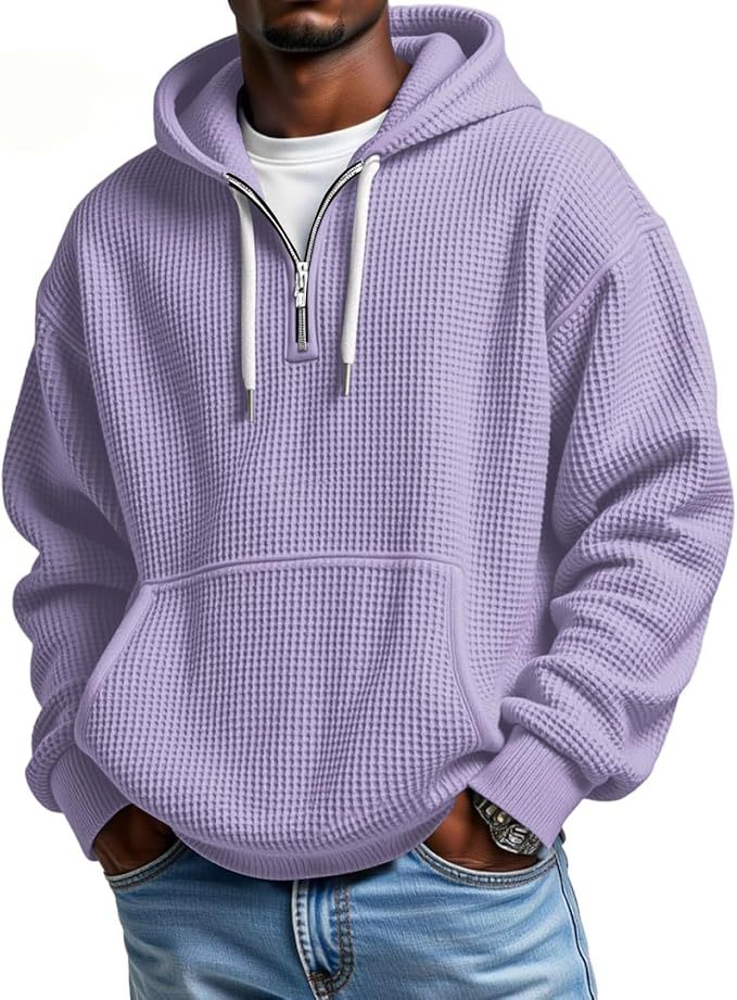 CLEARANCE SALE🔥 Men's Waffle Knit Half-Zip Hoodie