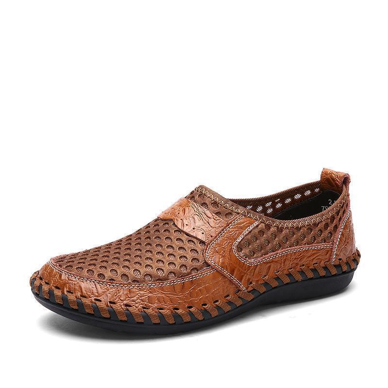 Men's Stitching Honeycomb Mesh Soft Loafers Breathable Outdoor Casual Shoes