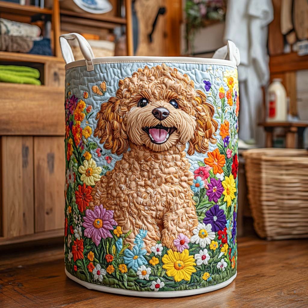 Bloom Joy Pup Quilted Laundry Basket NCU0NXD666