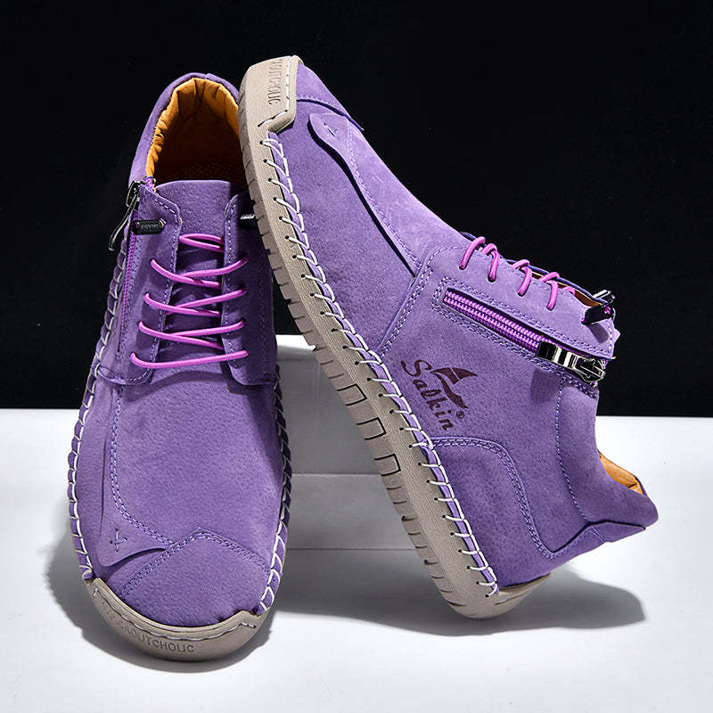 Women’s Orthopedic Casual Leather Boots – Wide Toe Box, Arch Support, Waterproof Design, and Pressure Relief for Everyday Wear and Travel