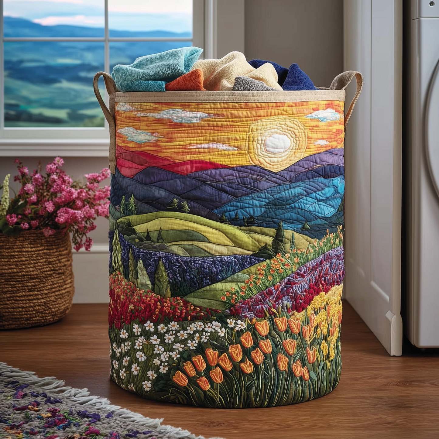 Blooming Hill Quilted Laundry Basket GFTONL5937