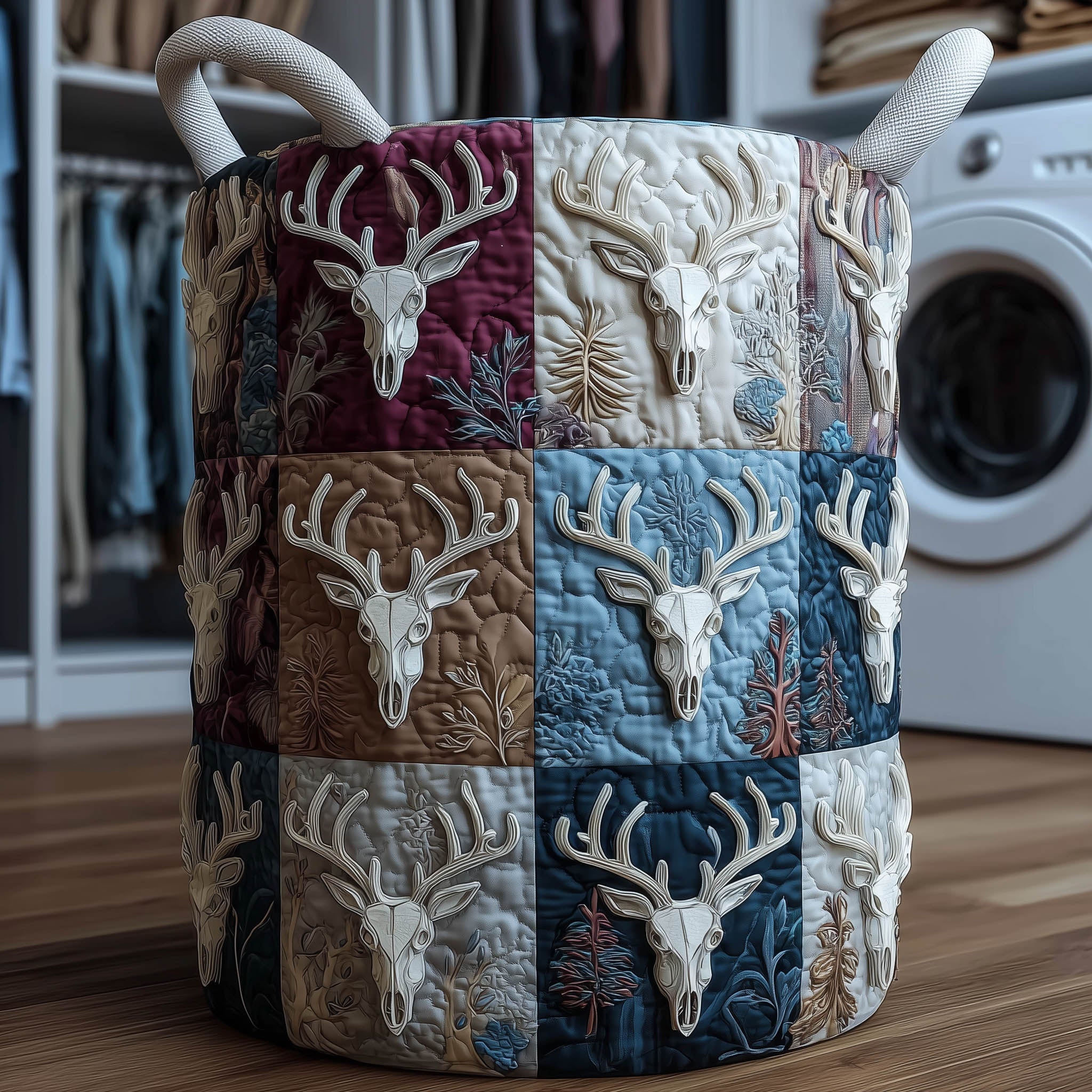 Deer Skull Quilted Laundry Basket GFTONT5957