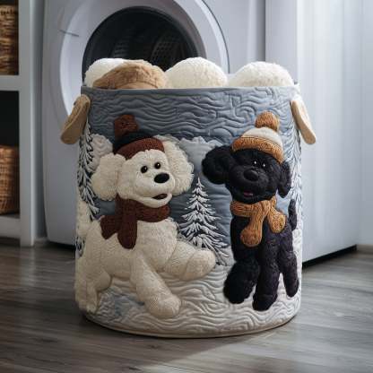 Poodle Couple Quilted Laundry Basket GFTOYC125