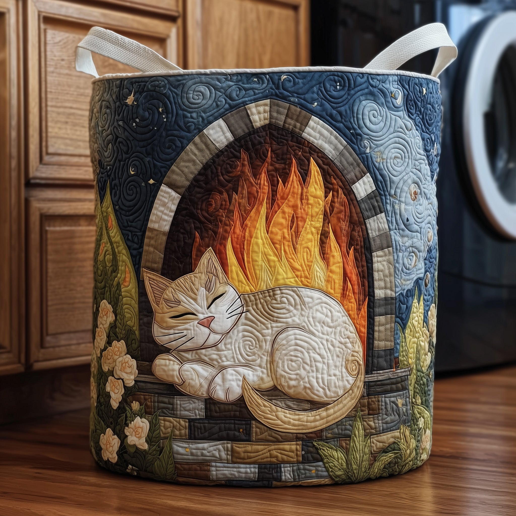 Cozy Cat Quilted Laundry Basket GFTOYC58