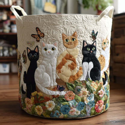 Garden Cats Quilted Laundry Basket NCU0PTT1894