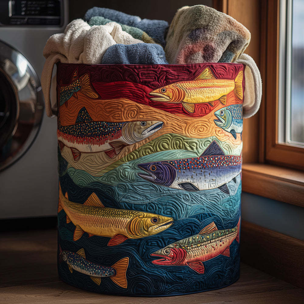 Quirky Trout Quilted Laundry Basket NCU0TH3033