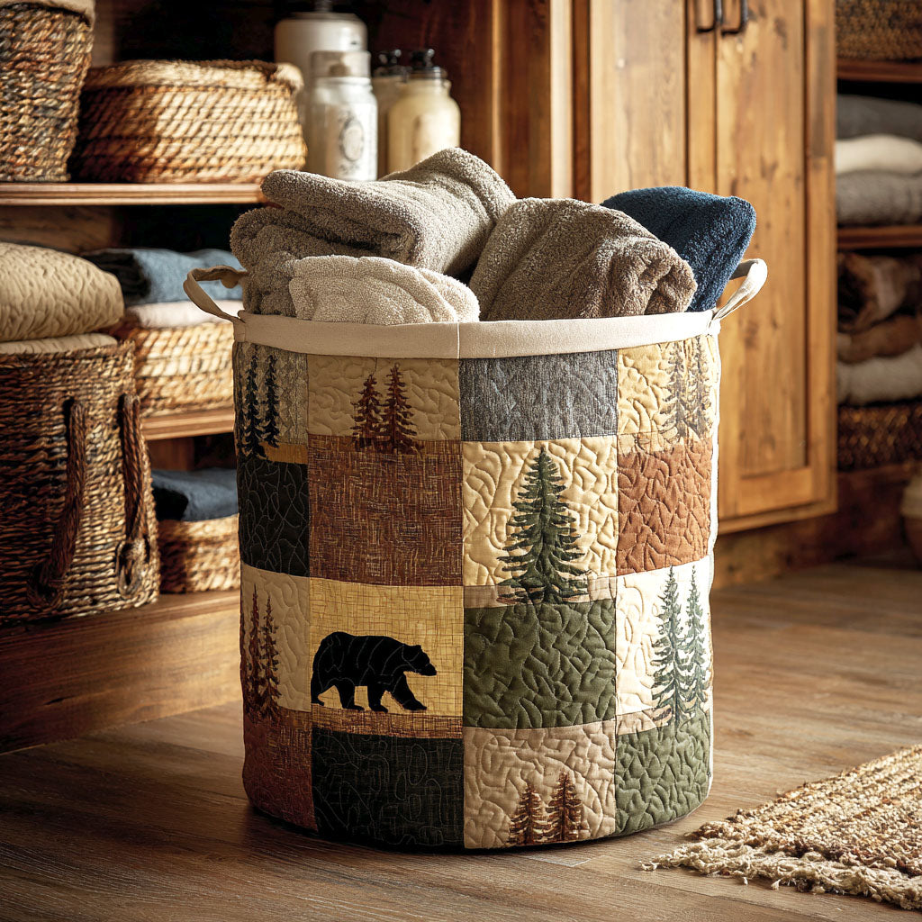 Woodland Patch Quilted Laundry Basket NCU0NTV396