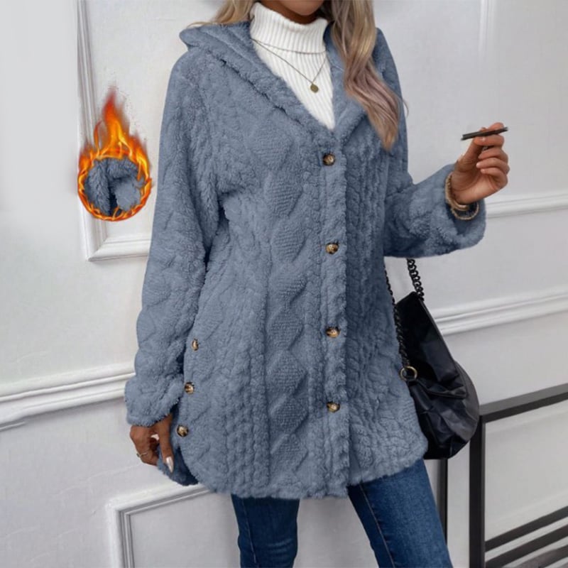 Women's Fall Winter Warm Fashion  Hooded Cardigan Long Sleeve Coat, Stylish Outerwear for Casual Daily Wear & School Activities