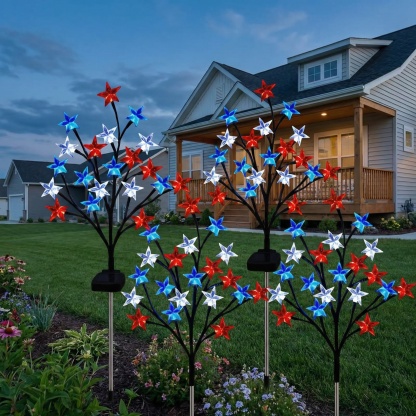 Solar Patriotic Star Lights for Outdoor Decor