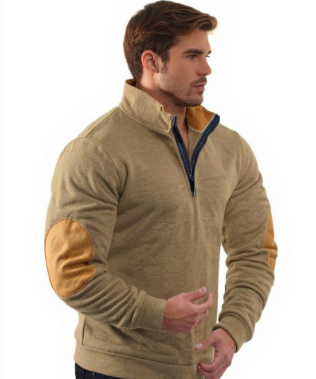  Men's Zip Up Stand-Up Collar collar long sleeve corduroy colorblock sweatshirt