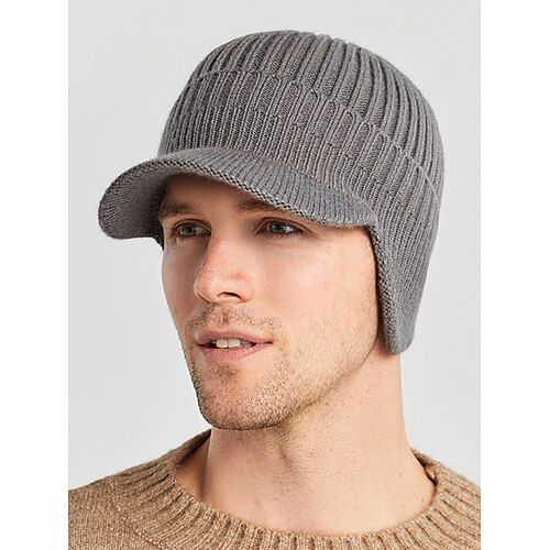 🔥【Winter essential】 Fashion Casual Men's Knitted Hat  Warm Visor Cap